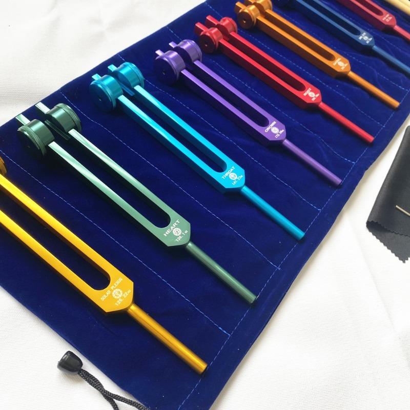 Colorful Aluminum Alloy Tuning Fork Set Resonance Tuning Forks for Healing Music Instrument Percussion Tuning Forks Healing Medical