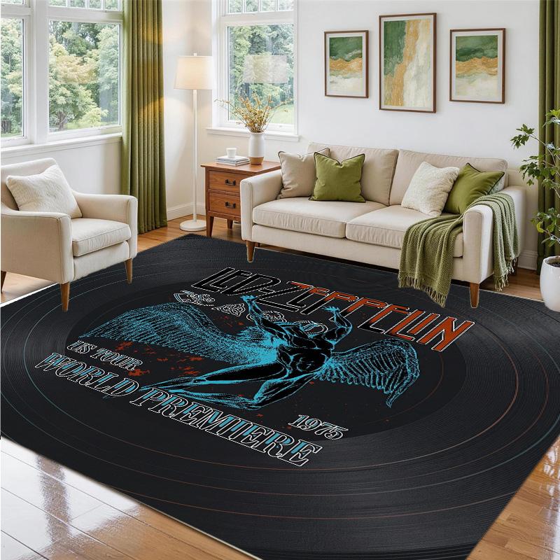 Led Zeppelin Design Crystal Velvet Rug Soft Decorative Mat for Bedroom Entrance