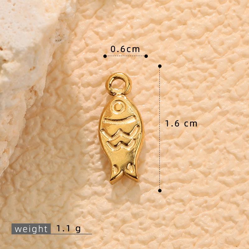 Goldener Fischgräten-Anhänger aus Edelstahl: Süßer Anhänger für DIY-Armbänder, Halsketten, Ohrringe