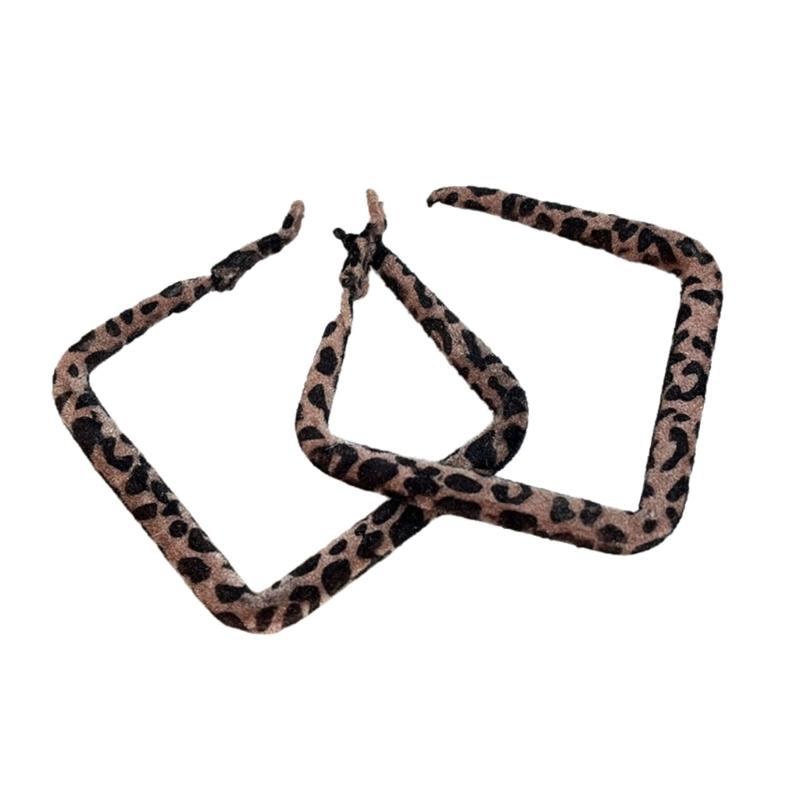 Lightweight Animal Pattern Geometric Dangle Earrings With Soft Flocking Finish Comfortable Wear Ear Accessories