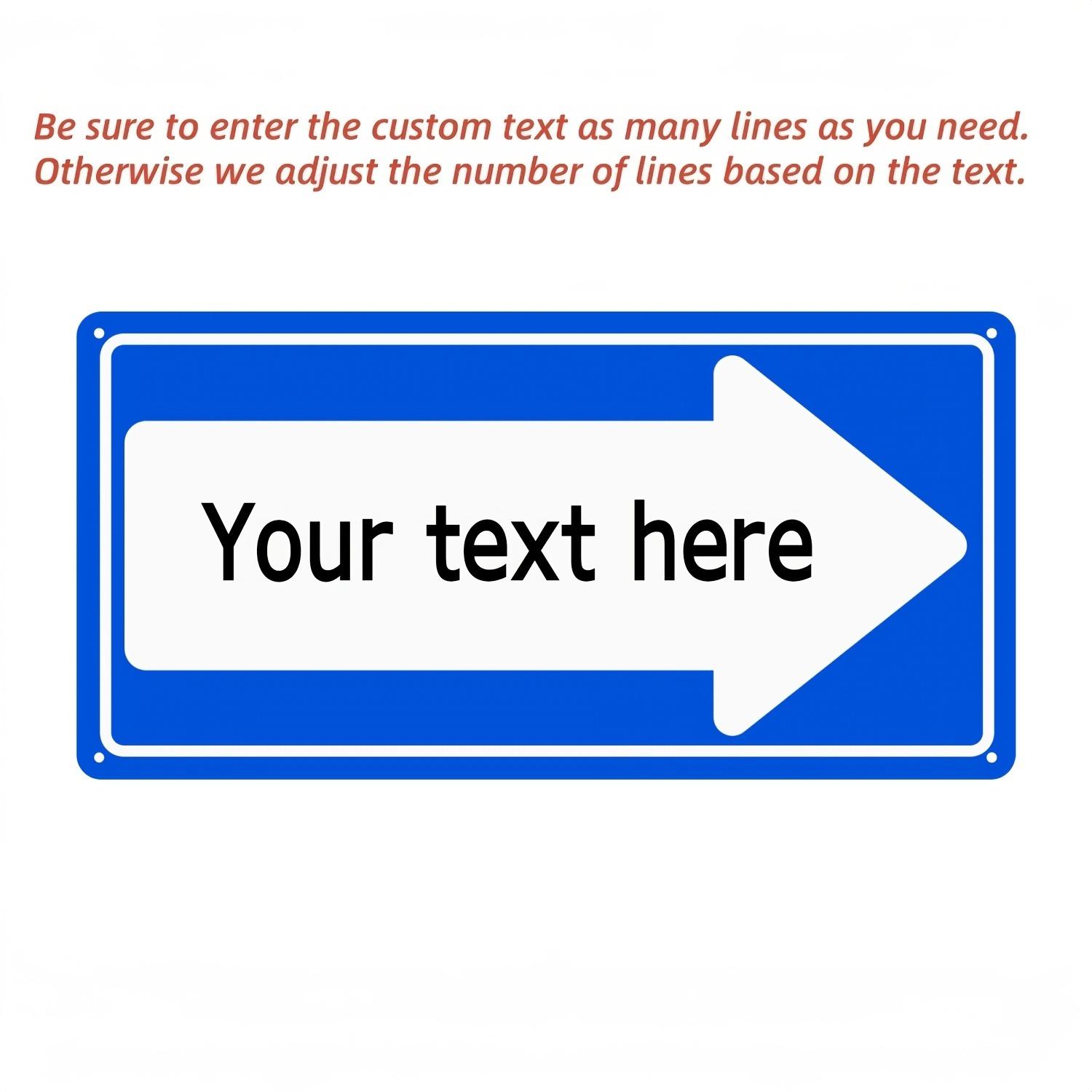 Custom Text Blue Right Arrow Aluminum Sign Personalized Direction Plaque Wall Decor белый