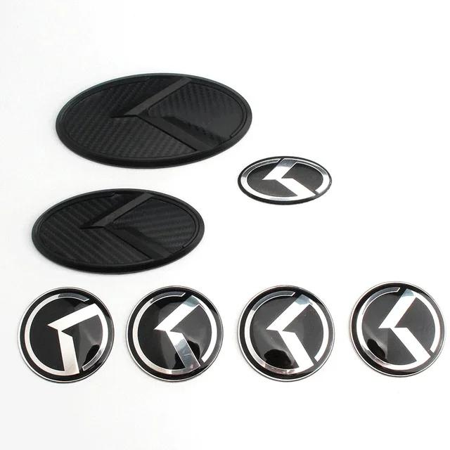 7pcs ABS Auto Emblem for KIA K2 K3 KX3 K5 Sorento Rio Forte Sportage Ceed T25 Optima Carens Front Trunk Steering Wheel Hub Stickers