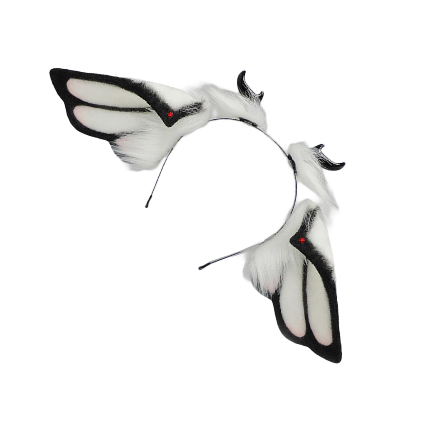 

Handcrafts Faux Furs Fantasy Creature Animal Ear Hairband Bendable Devil Horn Hair Accessory For Anime Event Dressingup чёрный/белый