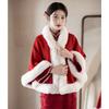 Red Cheongsam Shawl Autumn Winter Toasting Dress Wedding Bridal Wedding Fleece-linedthickenedheattech Cape Outwear Cape