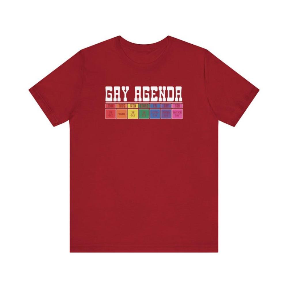 Gay Agenda TShirt Funny LGBTQ Week Planner Shirt Creative Pattern Print Design Unisex Short Sleeve Men Women Crewneck Tee Tops