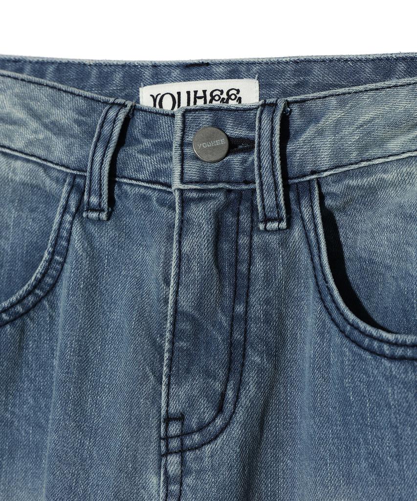 YOUHEE Youhee Symbol Patch Bootscut Pants Sky Blue