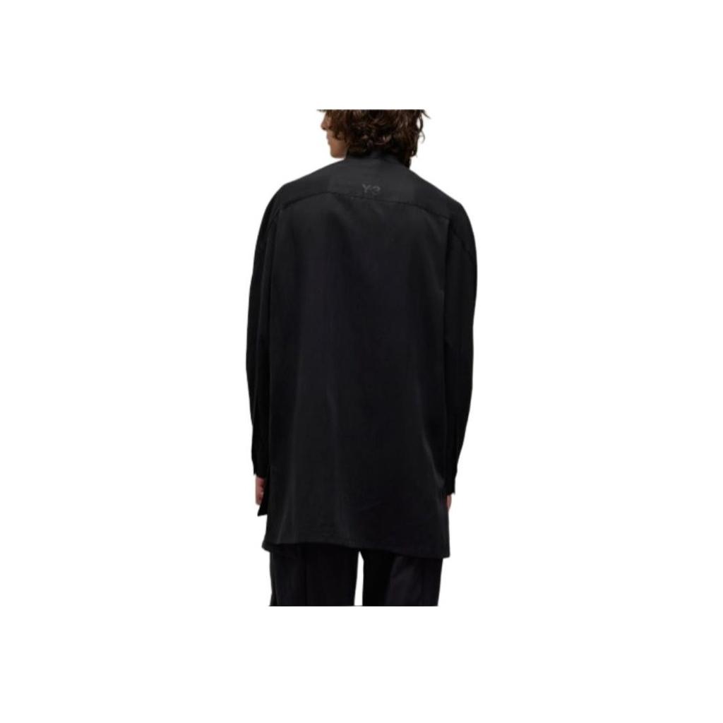 Y-3 Solid Color Stand Collar Button Placket Asymmetrical Pocket Long Sleeve Jacket Men Jackets Black IW7465