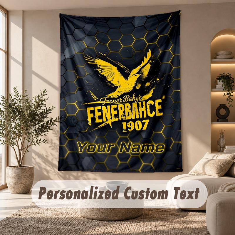 Tapestry Custom Name Text, Wall Hanging Tapestry Home Room DecorFenerbahçe FC