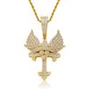Sparkling Iced Out CZ Wing Pendant Bling Chain Necklace Men Hip Hop Solid Retro Design Luxury Statement Fashion Jewelry