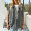 Women's Casual Sleeve Button-Up Loose Fit Jacket with Pockets for Everyday Wear