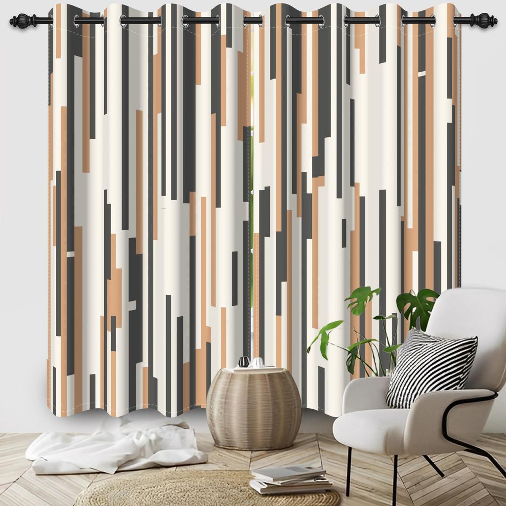 Light Blocking Abstract Geometric Curtains Minimalist Design Bedroom Living Room Window Decoration Hotel Home Drapes Curtain Set Of 2 Modern Made