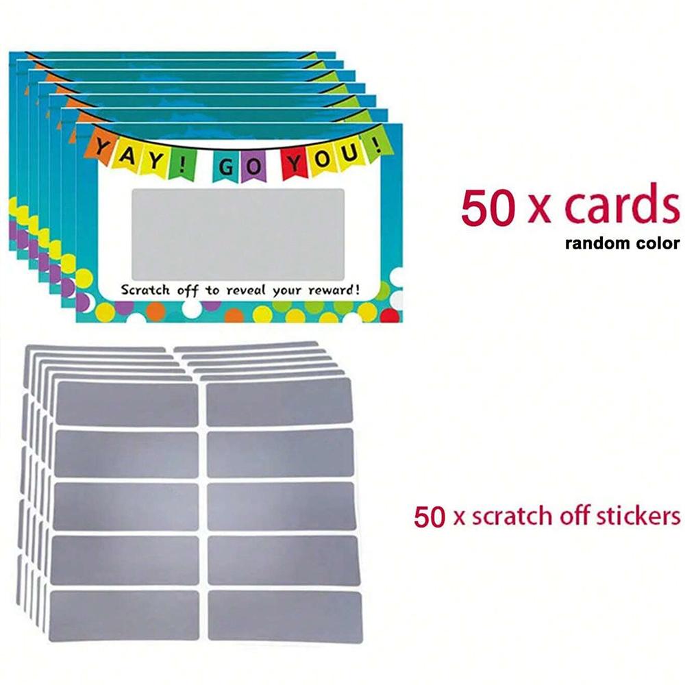 

50Pcs Scratch-Off Cards Game Prizes for Classroom Students School Recognition Rewards