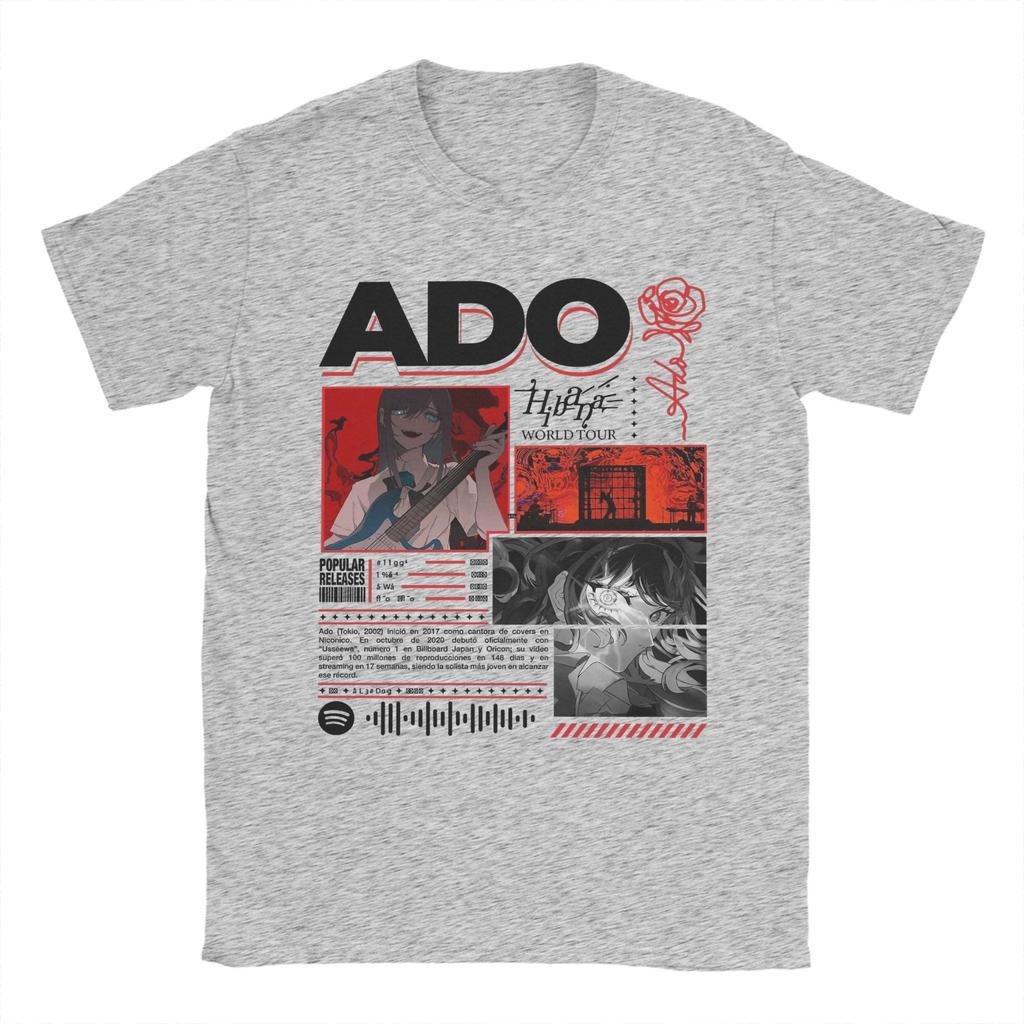 Męska koszulka ADO WORLD TOUR 100% bawełna Odzież Zabawna z krótkim rękawem z okrągłym dekoltem Koszulka Unikalne T-shirty