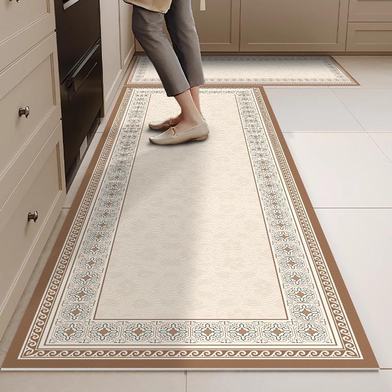 Kitchen Floor Mat Waterproof Oil-proof Wipeable PVC Leather Soft  Rug Household Long Non-slip Dirt-resistant Carpet Alfombra