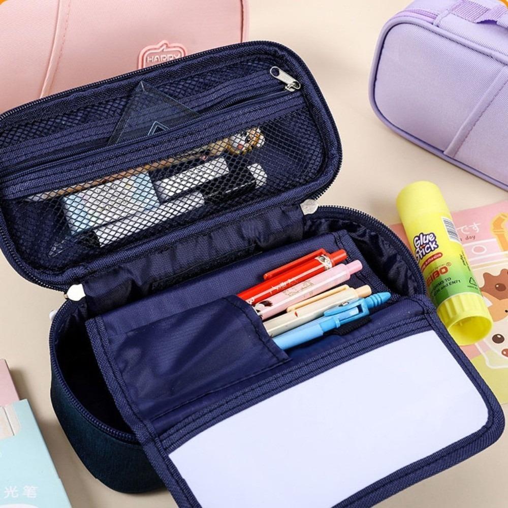 Canvas Pencil Cases Large Capacity Stationery Storage Pouch Students Pen Bag School Supplies