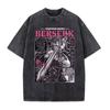 Berserk Print T Shirt Men Vintage Washed Tshirt Anime Guts Graphic Tshirt Hip Hop Streetwear Tees Casual Berserk Clothes