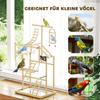 95 cm Wooden Bird Playground with Ladders, Chain Toy, Stainless Steel Cups and Tray, Bird Cage Accessories, Natural