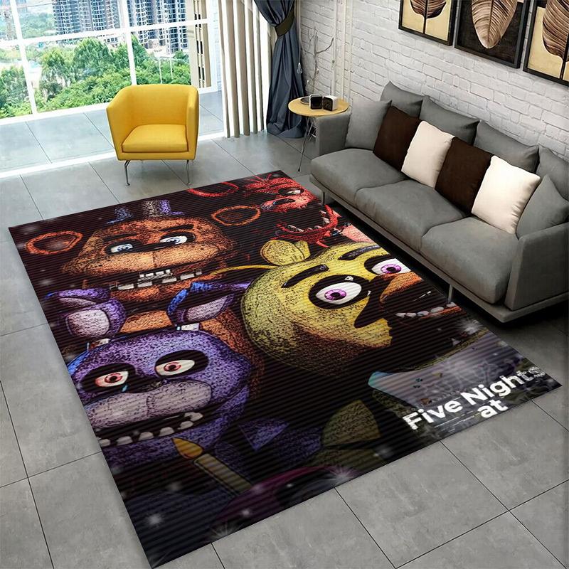 Klassischer F-FNAF Horror Spiel Freddy Teppich Teppich für Spielzimmer Schlafzimmer Wohnzimmer Sofa Heimdekoration, Kinderteppich Rutschfeste Fußmatte