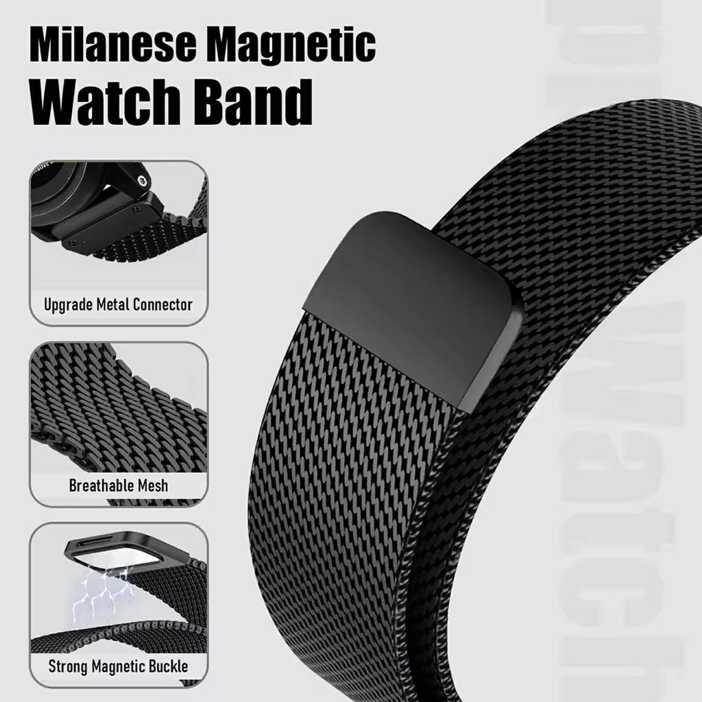 Watch Band for Garmin Fenix 5X/6X/7X/Fenix 8 Pro AMOLED 51mm Magnetic Stainless Steel Reinforced Milanese Mesh Strap