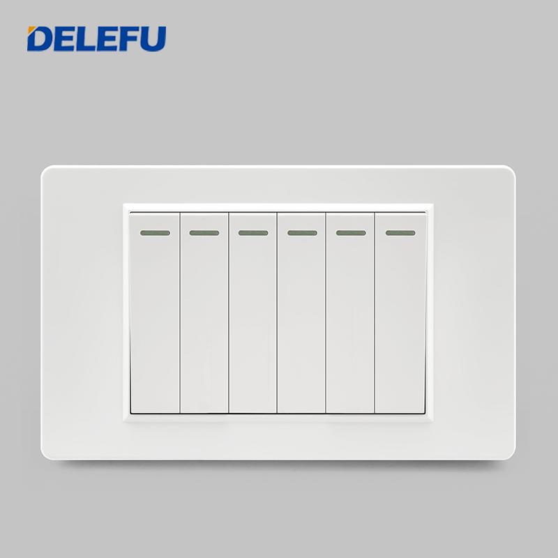 DELEFU Italian Standard White 118 Type Wall Switch Socket with USB + TYPE-C Socket Is Suitable for Hotels and Households.