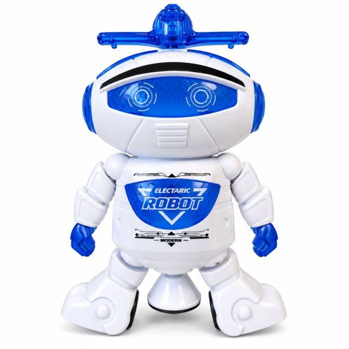 Interactive Toy - B&G INTERNATIONAL - Dancing Robot Sound and Light 20 Cm - 360° Movements - Sound &; Lights - Blue/White