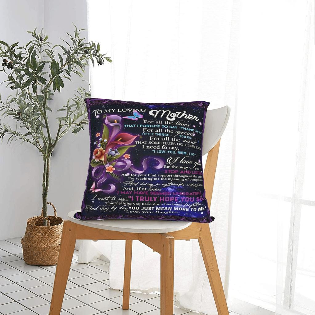 Mother's Day Square Pillowcases Polyester Home Love From Daughter Cushion Cover Cute Decor Pillowcase 45*45