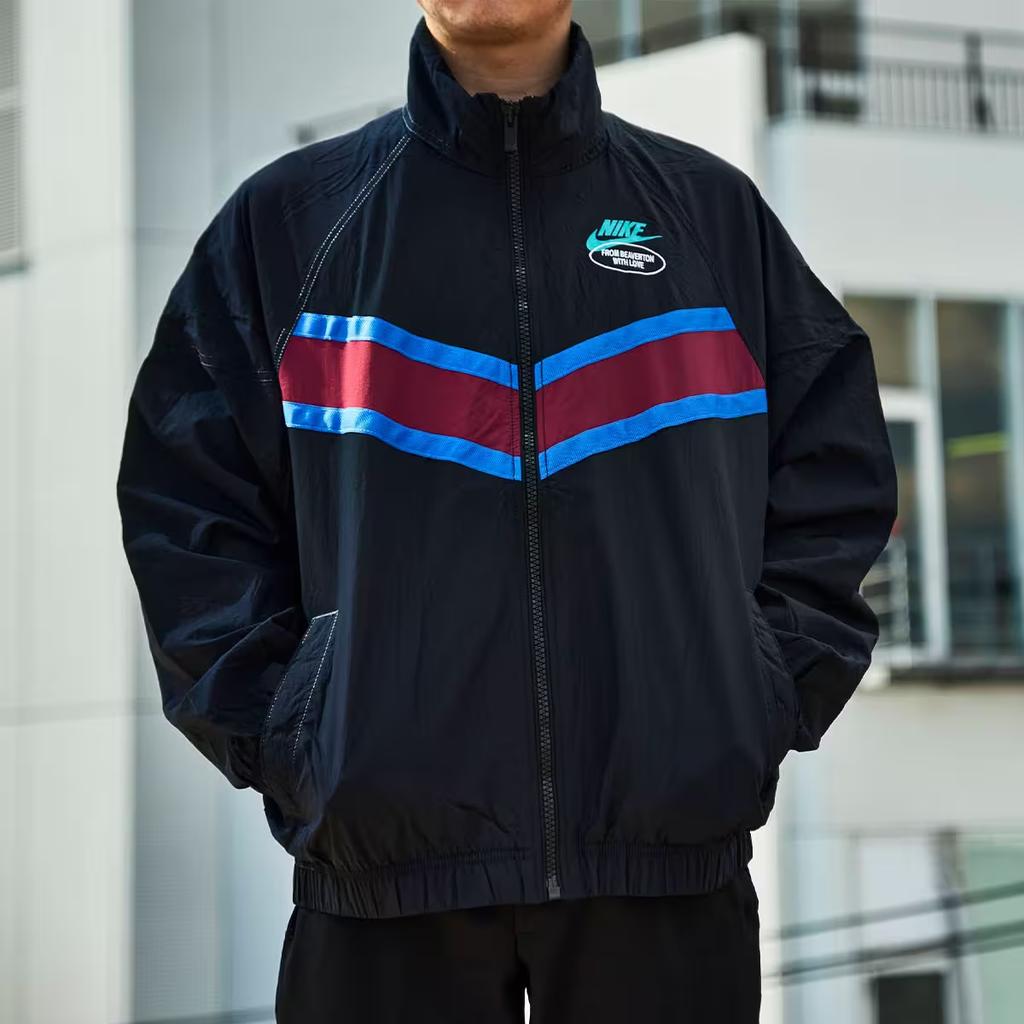 Nike Pánská bunda s logem rostlin a stojáčkem na zip, černá DM5021-010