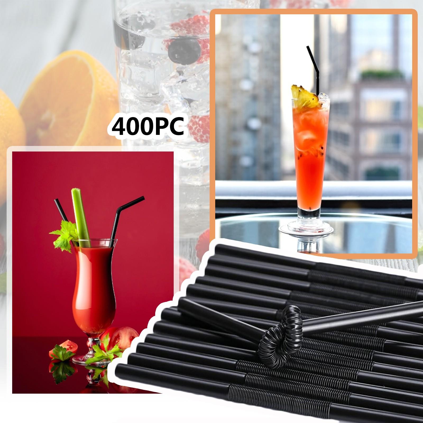 

Disposable Black Elbow Material Straws Juice Drink Milk Tea Straws 400PCS