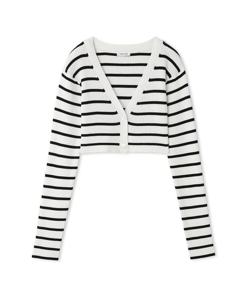 FRAY Ultra Cropped Ribbed Cardigan BORDER I.D. Women's FWNT242097,
