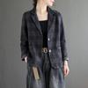 Literary Cotton and Linen Plaid Suit Jacket Women's Spring and Autumn Casual Slim Long-sleeved Short Ladies Small Suit Temperament All-match