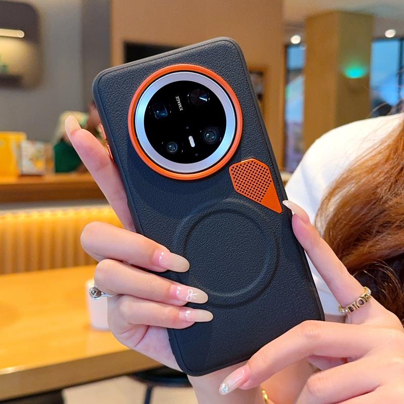 For Huawei Mate 70 70 Pro 60 60 Pro Large Hole Metal Lens Protective Ring Heat-Dissipating Magnetic Shockproof Phone Case