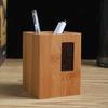 Wooden Square Pen Holder Stand with Exclusive Walnut Finish School Supplies for Office Use-Desktop Pencil Storage Box