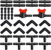 34Pcs 1/2 Inch Drip Irrigation Fittings Kit, Includes Straight Connector Tee Elbow Plug for 16mm Garden Watering Hose Tubing