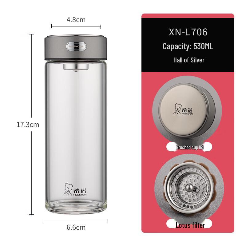 Heenoor Portable Glass Tea Infuser Bottle