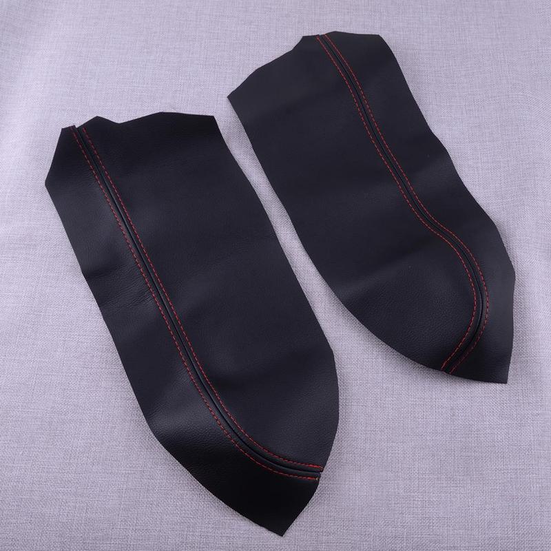 1 Pair Door Armrest Lid Panel Cover Trim Skin Surface Black with Red Sewing Fit for Toyota Prius 2009-2007 2006 2005 2004 New