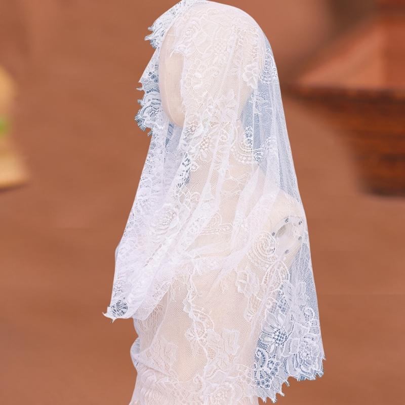 Gothic Bridal Veils Lace Brimmed Wedding Headpiece With Floral Lace For Halloween Bride Ceremony Accessories