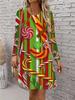 New Year Party Women Dress Christmas Robe Casual Long Sleeve O-Neck Loose A-Line Dress