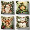 Home Decor Christmas Festive: Santa, Deer & Snowman Designs Pattern Cushion Cover Suitable For Sofa Bedroom Car Pillow Cover