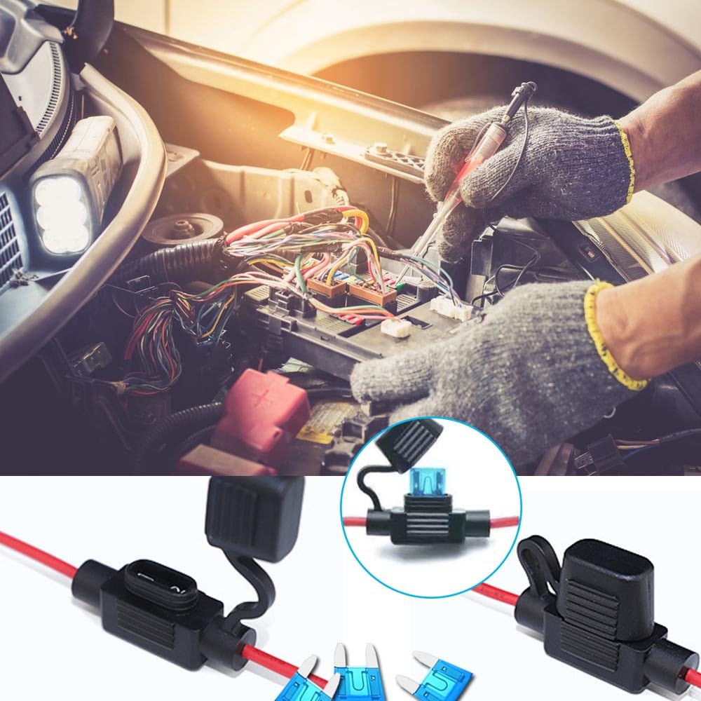 Fuse Holder 16AWG 10pcs Fuse Box Fuse Clip Flat Waterproof Dustproof 30 Fuse