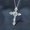Exaggerated Moissanite Cross Pendant Necklace Full-Set S925 Sterling Silver Jewelry Accessory