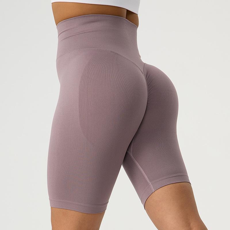Pantaloni scurți sport stil european și american, pantaloni de fitness cu efect push-up, sportivi, mulați, cu lungime până la genunchi, cu talie înaltă, pantaloni scurți de yoga