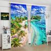 Sea View Pattern Printed Curtains   Pole Bag Curtains   Christmas Decorations   Daily Home Decorations   Room Decorations