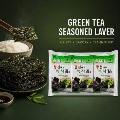 TAEKYUNG Green Tea Seasoned Laver 3 Packs Per Bag