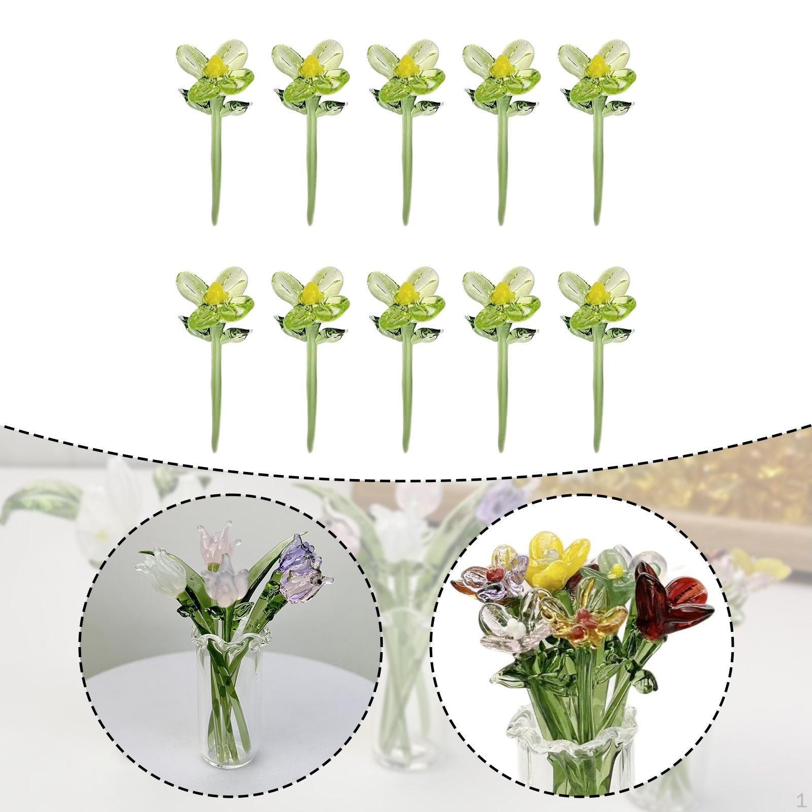 

10 Миниатюрных стеклянных флористических коллекционных предметов для мероприятий и подарков зелёный