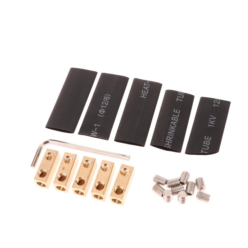 5Pcs Brass Terminal Block With Heat Shrink Tubing High Current Waterproof Quick Terminal Block Pressure Free Fast Connector