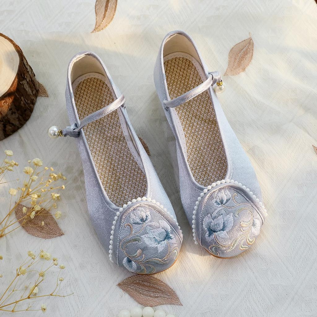 [Hanshuang] 2024 summer new products antique Hanfu shoes Han element inner height increase embroidered shoes Guofeng cheongsam women's shoes