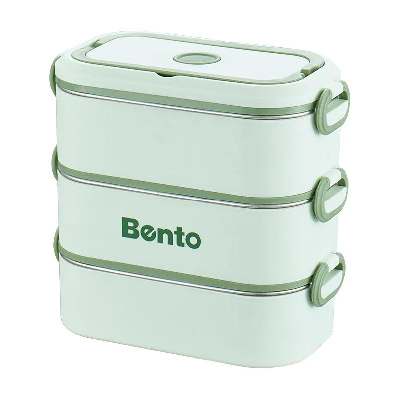 304 Stainless Steel Divided Lunch Box for Kids Adults Stackable Portable Leakproof Bento Microwave Sealed Large Food Container
