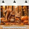 1 Piece of 2D Flat Background Fabric a Banner Depicting a Cozy Gathering of Autumn Forest animals.PMJ