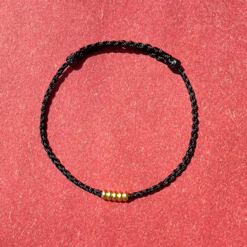 Five Gods of Wealth Little Red Rope Bad Luck Gold-Plated Bracelet Recurrent Fate Year Good Luck Rope Red Rope Fortune Anklet for Women Gift