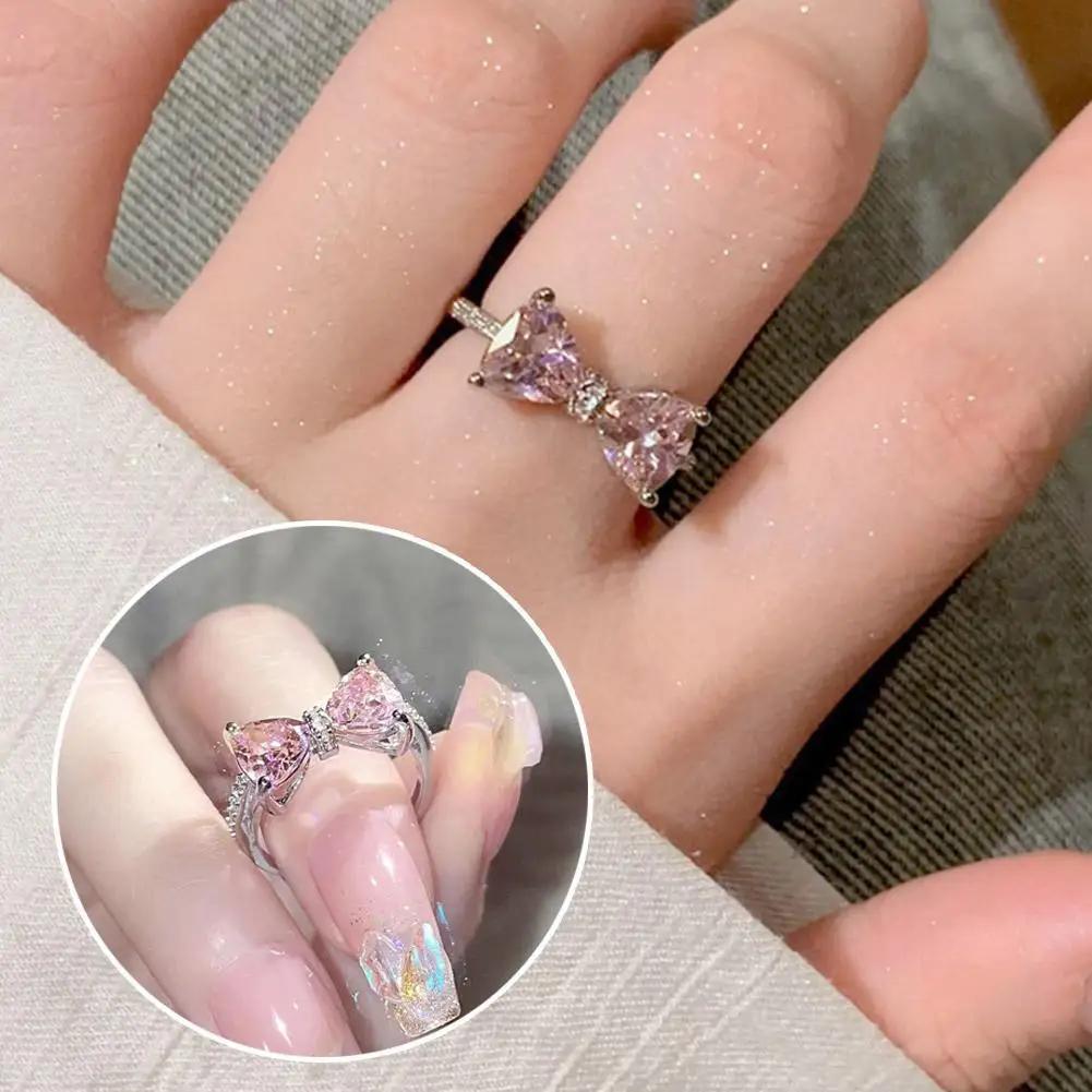 Minimalist Bowknot Opening Adjustable Rings for Women Girls Fashion Creative Irregular Geometric Birthday Party Jewelry Gifts